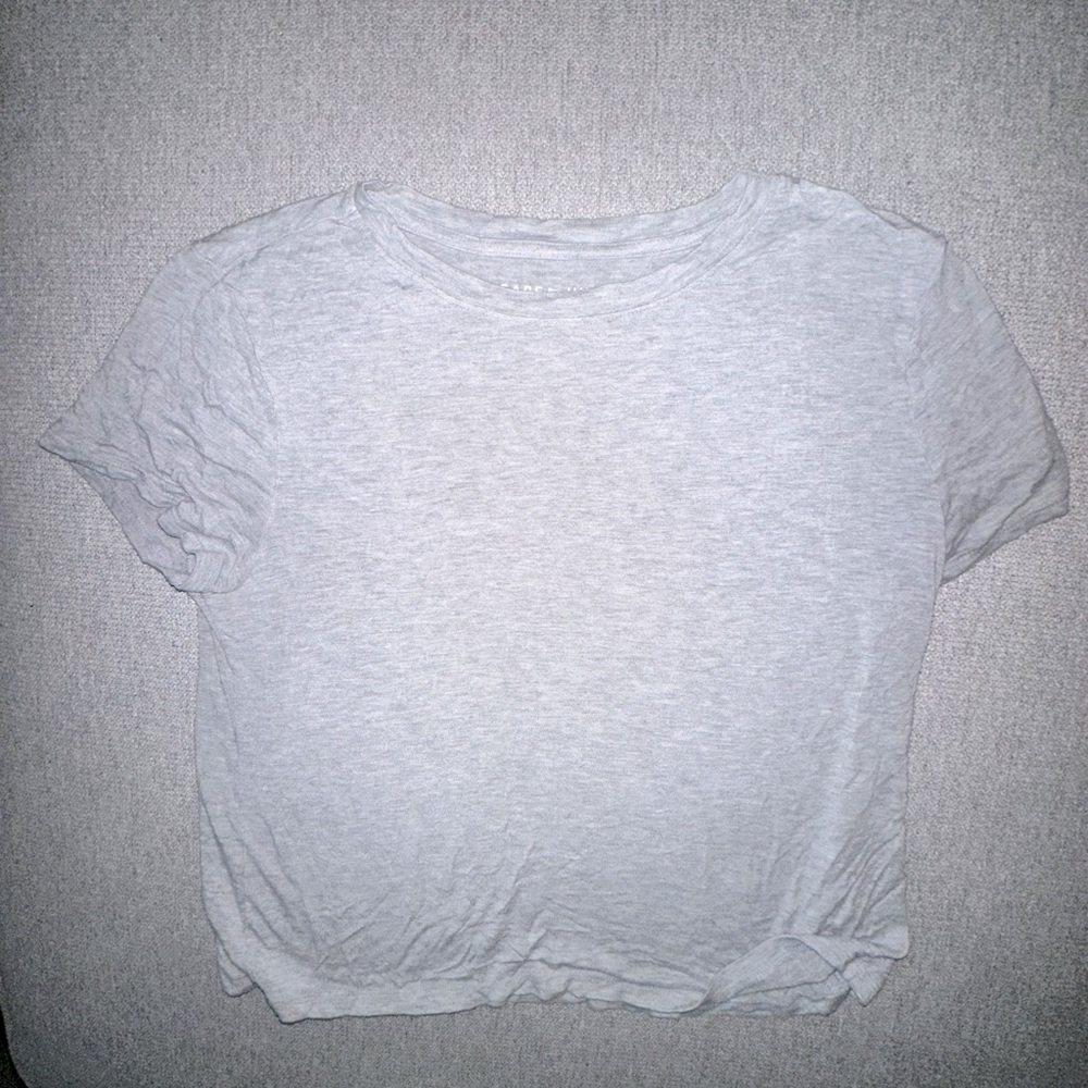 Gray Cropped Short Sleeve Tshirt